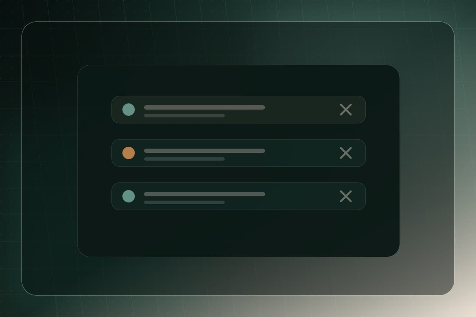 Abstract WordPress admin notice panels with dismiss controls.