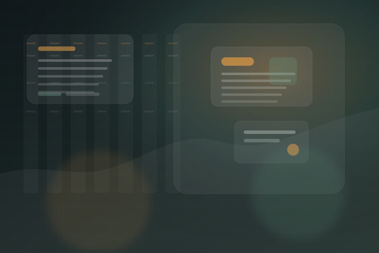 Abstract editorial interface cards representing a WordPress custom post type content model.
