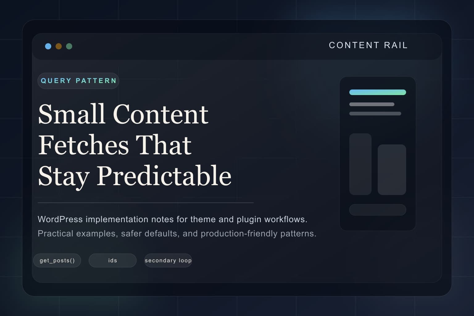 Abstract interface representing a small WordPress content rail query.