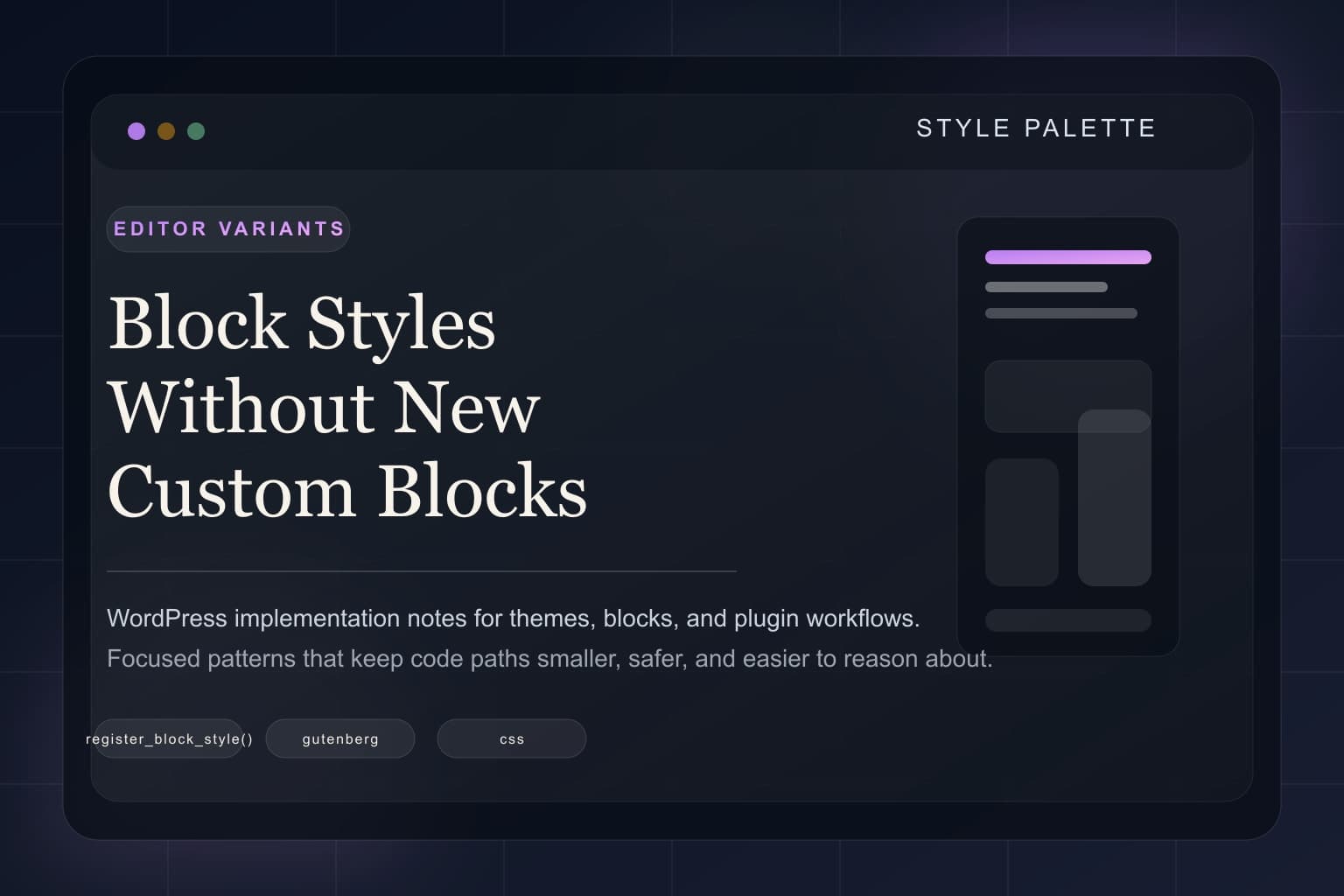 Abstract style palette representing WordPress block style variations.