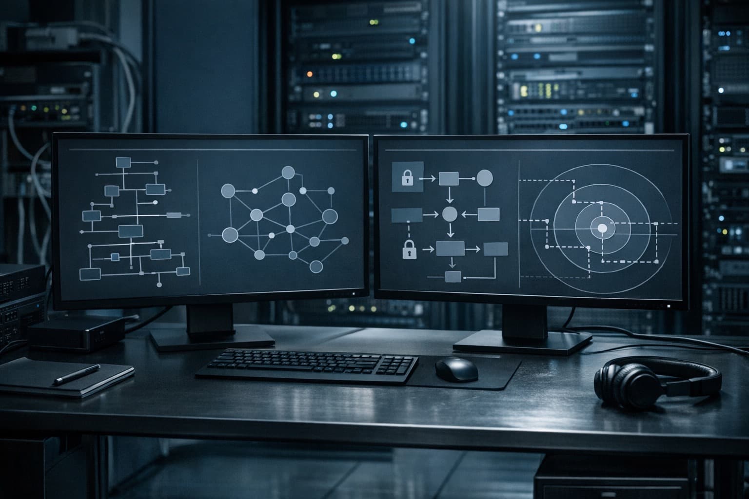 Operations workstation and server environment representing WordPress REST API route and authentication review.