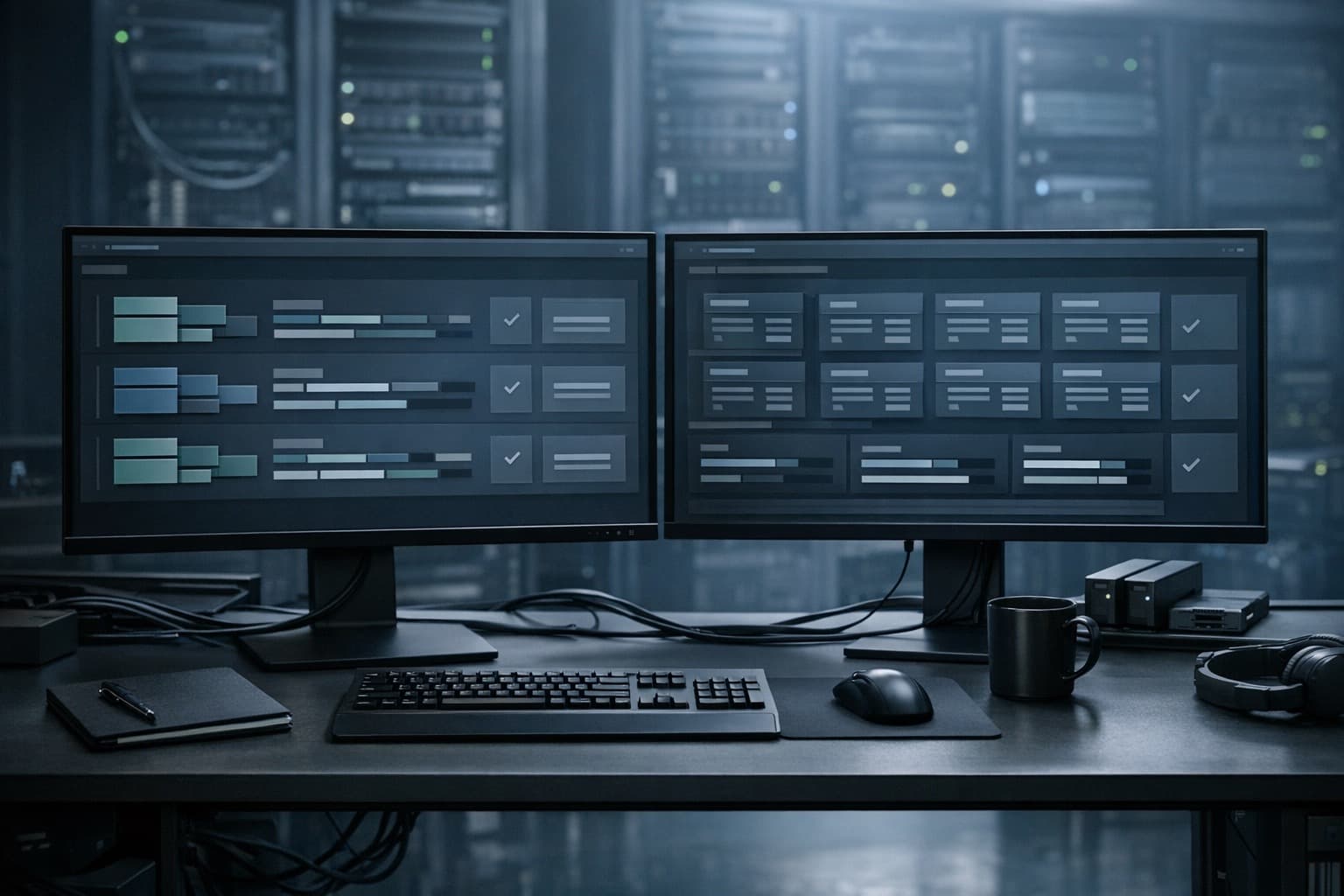 Operations workstation and server environment representing a controlled WordPress update rollout in production.