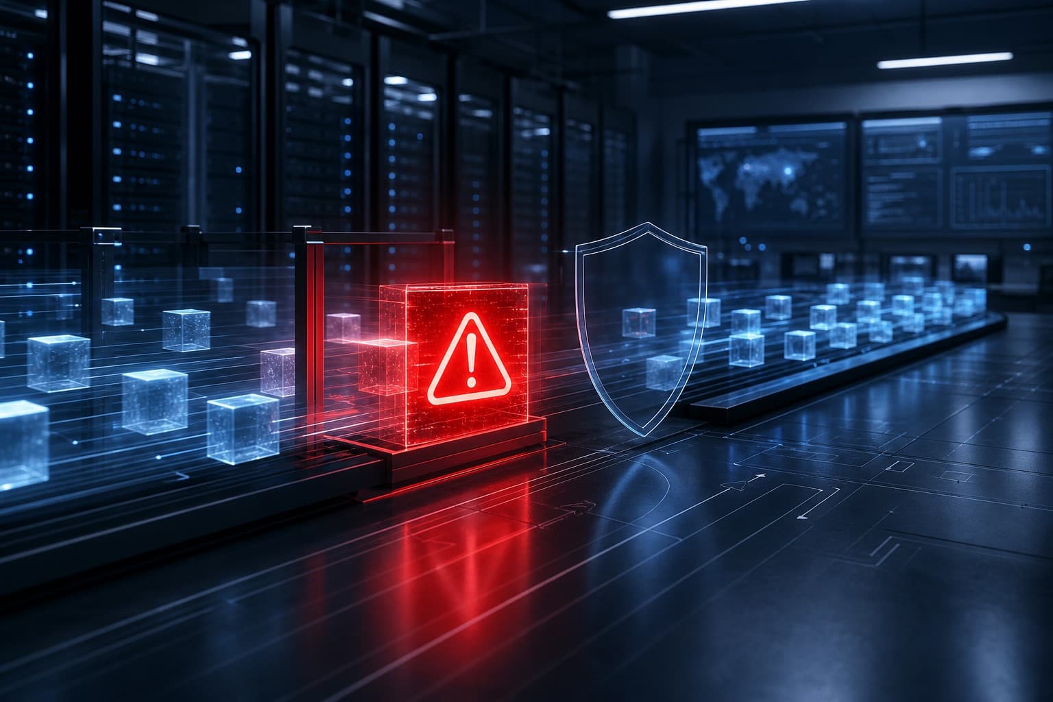 Contained warning signal inside a production workflow representing early WordPress error detection.